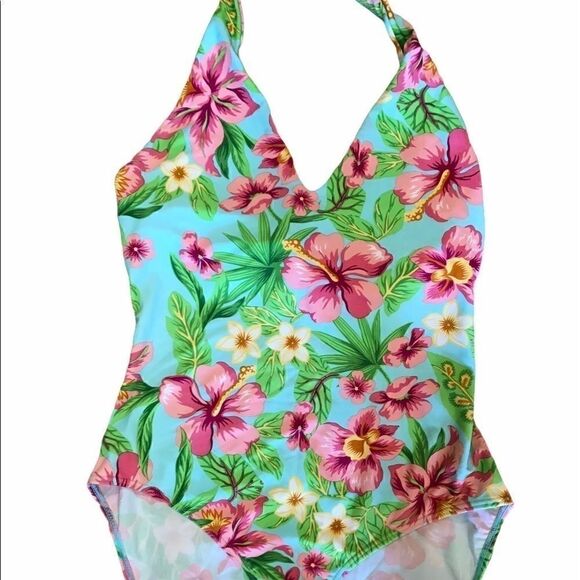 Pretty Floral Halter Neck Swimsuit! Size 12 - Picture 1 of 3